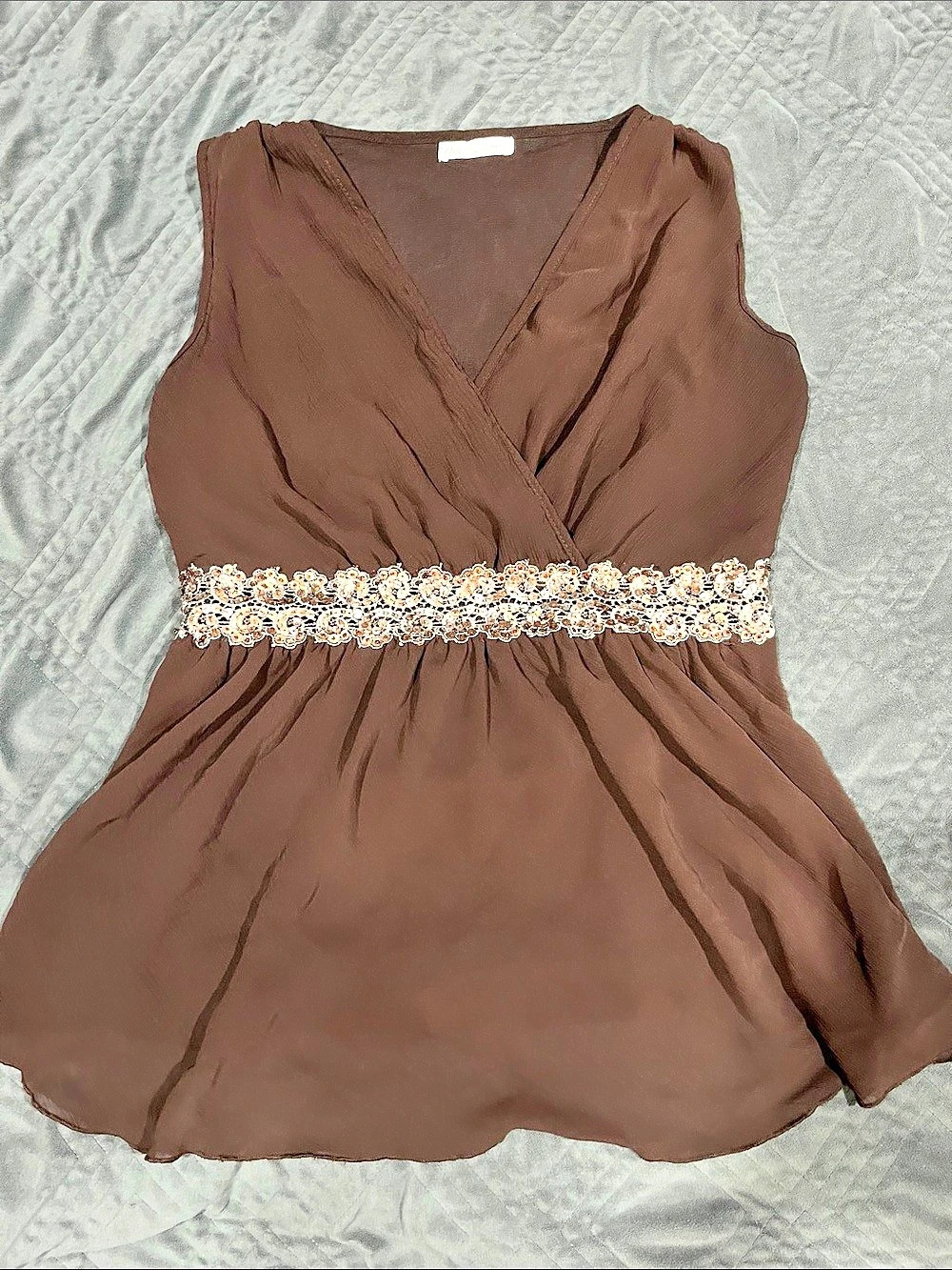 Cha Cha Vente Vintage Mini Brown Embellished Waist Dress